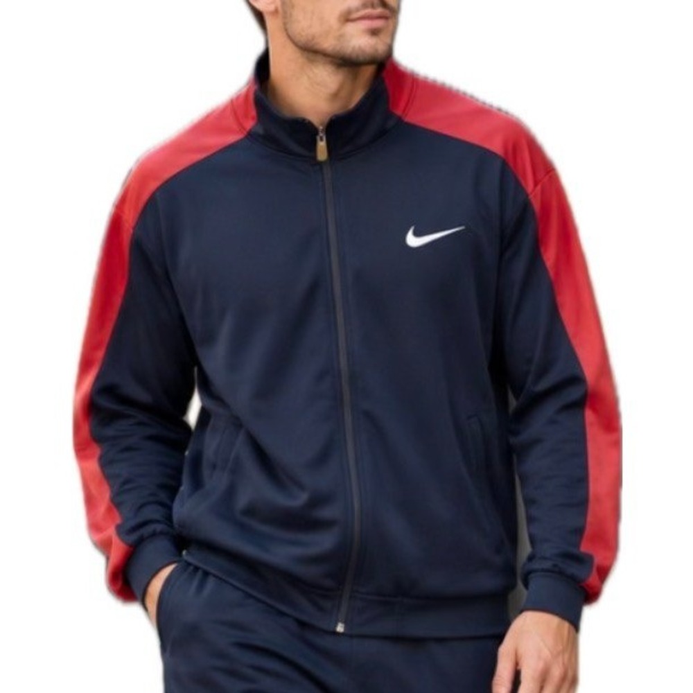 VTG Nike Y2K Track Zip Jacket. Gray Label. Navy/Red. Mock Neck. Men's Size XL